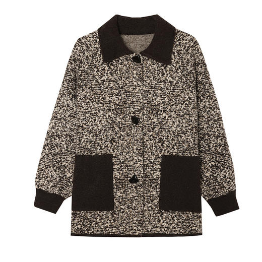 CC-17-2074翻领呢子大衣外套女宽松时尚洋气中年妈妈大码宽松秋冬毛呢上衣厚 商品图4