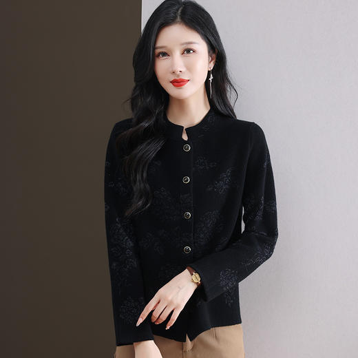 SA 8226新中式羊毛衫软糯宽松提花针织衫潮 商品图2