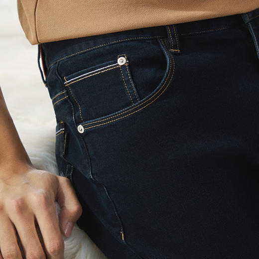 【含羊毛】柒牌牛仔裤男2024秋冬新款时尚休闲水洗磨毛直筒长裤子	127H71990 商品图2