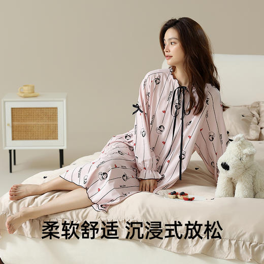 【抗菌新疆棉】自然醒「少女芙蕾」7A抗菌睡衣女春秋季纯棉新款卡通长袖长裤家居服套装JLM 商品图4
