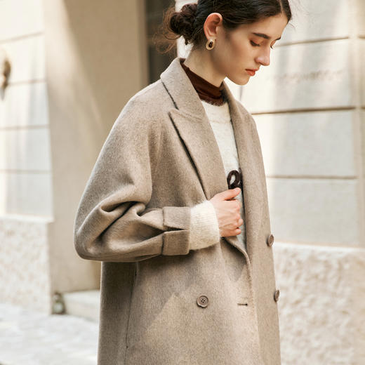 OLrain欧芮儿毛呢外套女冬季2024年新款翻领极简高级感双面呢大衣 商品图3