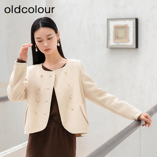 oldcolour秋冬新款高档气质小香风羊毛呢绒短外套女P411502A1 商品图2