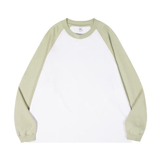 自由基地秋冬新款250克纯棉潮牌插肩圆领长袖T恤卫衣拼色男女同款 NMT-2181 商品图6