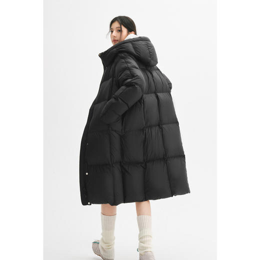 【严选】【90鸭绒】诗凡黎连帽防风羽绒服2024年冬新款柔软保暖长款外套SFA180181 商品图4