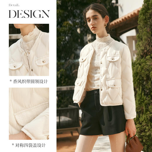 OLrain欧芮儿短款羽绒服女冬季2024年新款小香风轻薄圆领保暖外套 商品图2