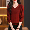 CC-XMY-7067早秋薄款针织衫女长袖V领上衣秋装2024年新款时尚羊毛打底衫 商品缩略图0