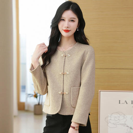 CC-17-573A春秋新款小个子短款毛衣外套上衣红色减龄国风气质显瘦开衫 商品图2