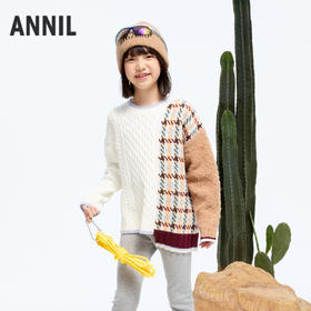 女童不对称拼色毛衣冬季新款安奈儿童装实体店同款AG444617