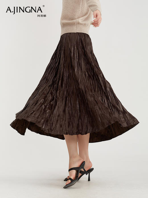 【淘衣节专享】阿菁娜肌理感松紧腰A字飘逸伞裙F29D213006 商品图1