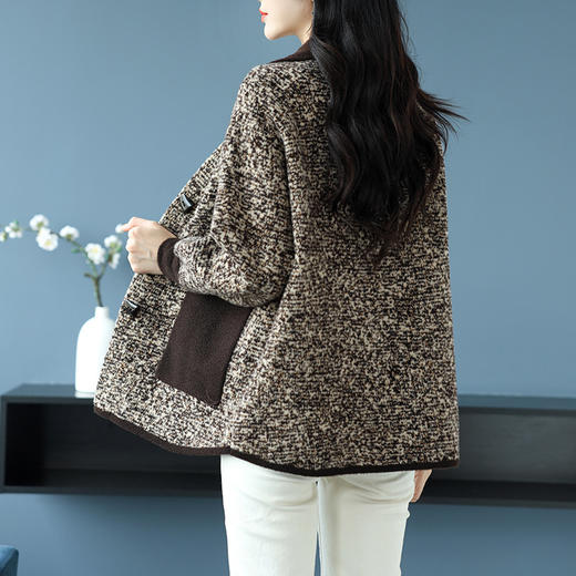 CC-17-2074翻领呢子大衣外套女宽松时尚洋气中年妈妈大码宽松秋冬毛呢上衣厚 商品图2