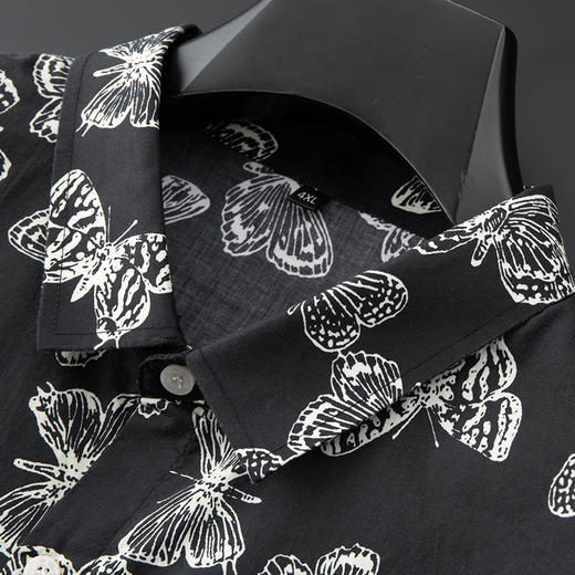 【100%棉】【新款DDA】大依优型大码花衬衫长袖衬衫翻领加肥加大肥佬休闲商务宽松透气上衣 商品图4