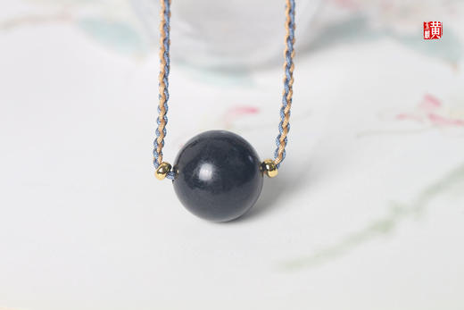 【墨韵清风】和田墨玉圆珠项链 商品图2