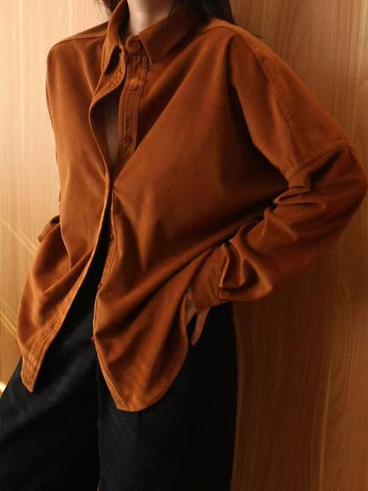 金焦色秋季新款灯芯绒衬衫衬衫式开衫罩衫 商品图4