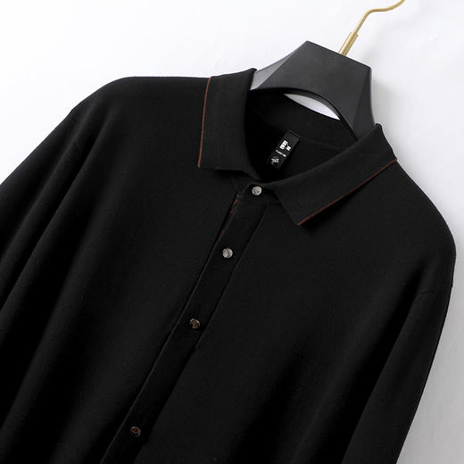 【新款DG】大依优型大码长袖针织开衫衬衫翻领加肥加大肥佬休闲宽松透气上衣打底毛衫 商品图2