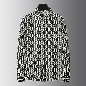 【100%棉】【新款DDA】大依优型大码花衬衫长袖衬衫翻领加肥加大肥佬休闲商务宽松透气上衣