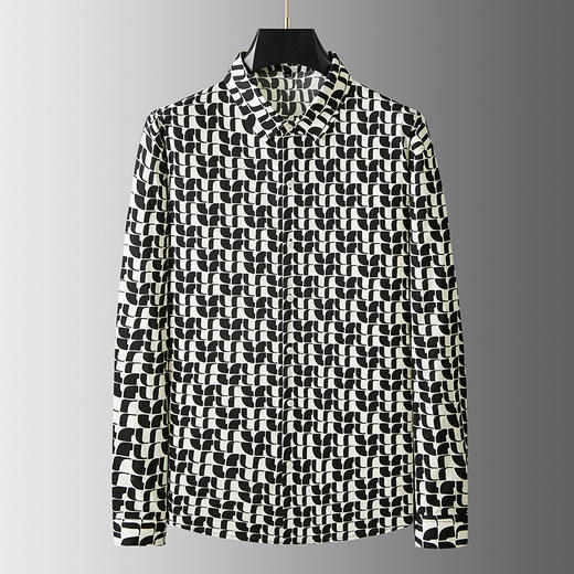 【100%棉】【新款DDA】大依优型大码花衬衫长袖衬衫翻领加肥加大肥佬休闲商务宽松透气上衣 商品图0