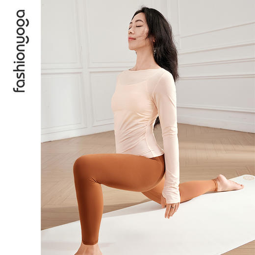 凡圣瑜伽 一字领抽褶瑜伽长袖F14363 商品图5