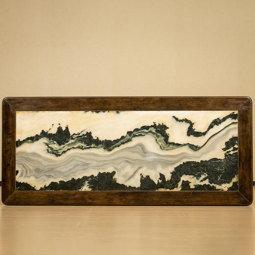 清 紫檀镶云石圆包圆双圈卡子花条桌 商品图2