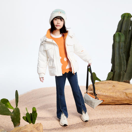 【轻暖0~10℃】女童收腰三防短款羽绒外套冬季新款安奈儿童装实体店同款AG445795 商品图3