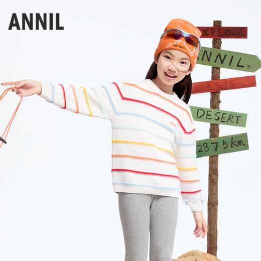 女童全棉彩虹毛衣冬季新款安奈儿童装实体店同款AG444619 商品图0