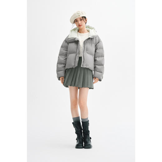 【严选】诗凡黎90鸭绒短款羽绒服2024年冬新款泡芙感俏皮可爱小个子外套SFA180201 商品图1