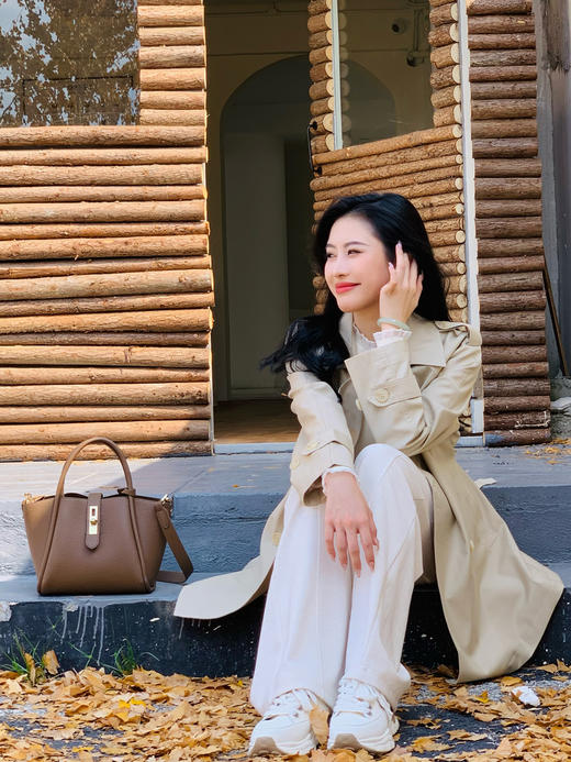 【百图lulu定制】【明信片风衣】【现货】小个子高级感双排扣中长款风衣外套 商品图6