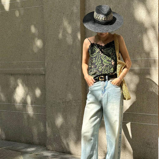 【顺丰包邮】99322 洛诗琳设计感气质真丝碎花吊带半身裙两件套0898 商品图2