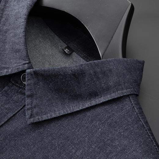 【100%棉】【新款DDA】大依优型大码牛仔长袖衬衫翻领加肥加大肥佬休闲商务宽松透气上衣 商品图3