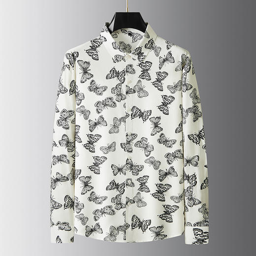 【100%棉】【新款DDA】大依优型大码花衬衫长袖衬衫翻领加肥加大肥佬休闲商务宽松透气上衣 商品图0