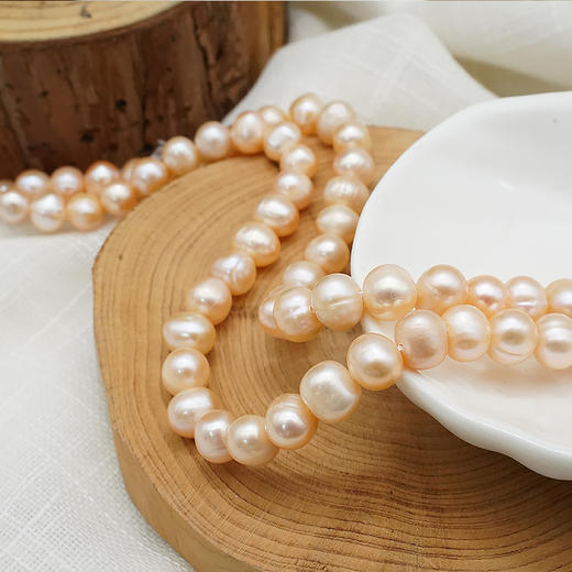 珍珠约 7~8mm 珠料 手串念珠单颗珠子散珠半成品 粉珍珠 商品图7