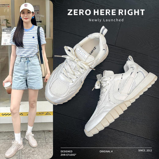 ZHR则则网面透气阿甘鞋女2024新款百搭平底运动休闲鞋轻便德训鞋 商品图1