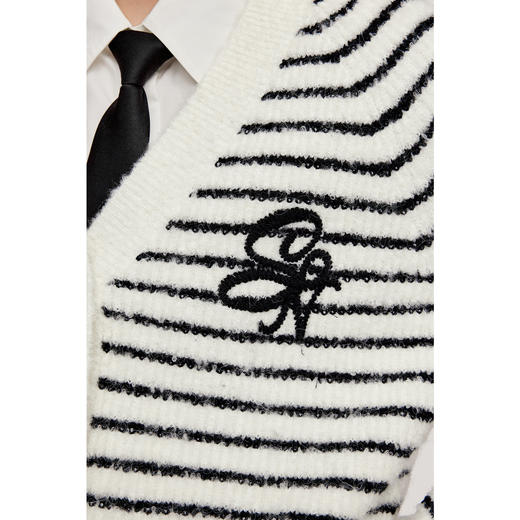 【严选】【圈圈纱】诗凡黎心动毛衣学院风间条针织开衫24秋新款高智外套女7F8330171 商品图3