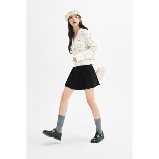 【严选】诗凡黎彩点甜酷小香风针织开衫2024秋新款优雅编织绒感上衣外套女7F9330361 商品图1