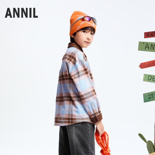 男童挺括绒暖格子衫冬季新款安奈儿童装实体店同款AB441768 商品图2
