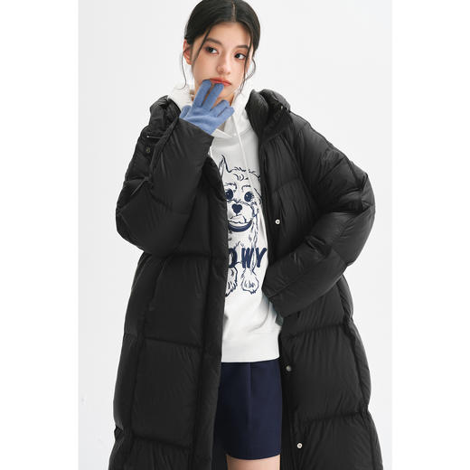 【严选】【90鸭绒】诗凡黎连帽防风羽绒服2024年冬新款柔软保暖长款外套SFA180181 商品图3