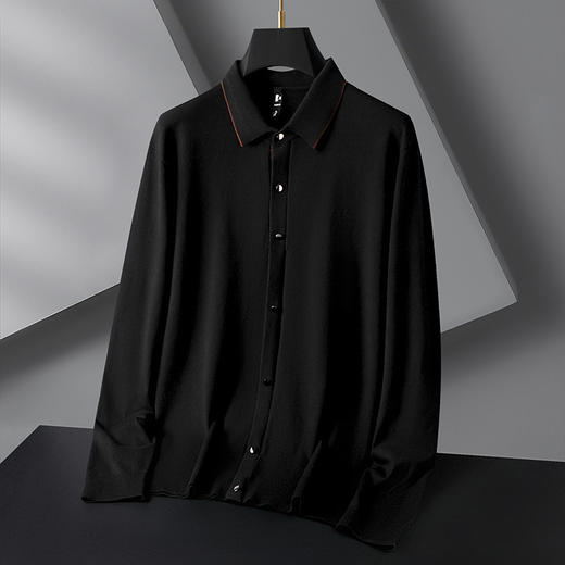 【新款DG】大依优型大码长袖针织开衫衬衫翻领加肥加大肥佬休闲宽松透气上衣打底毛衫 商品图3