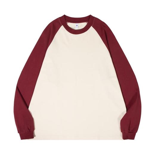 自由基地秋冬新款250克纯棉潮牌插肩圆领长袖T恤卫衣拼色男女同款 NMT-2181 商品图10