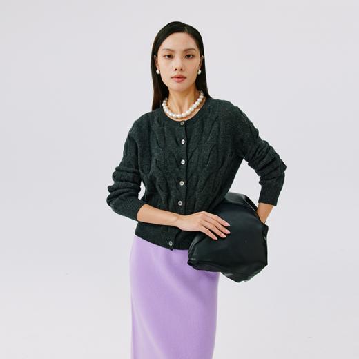 东黎 • 山羊绒女士秋季百搭时尚彩色绞花开衫 4623 商品图4