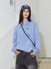 Mood Like Me/MCS2409/蓝色细格纹半开领抽褶衬衫 商品缩略图0