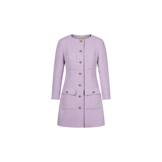 HeyDress法式小香风连衣裙女秋季紫色温柔气质高级显瘦长袖裙子 商品图4