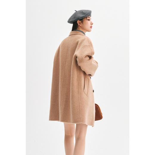 【严选】诗凡黎桑蚕丝骆驼绒毛呢外套2024秋冬新款学院风设计感呢子大衣7F9370031 商品图4