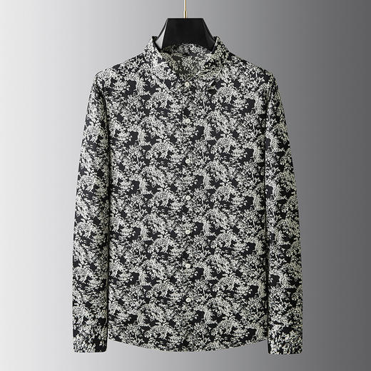 【100%棉】【新款DDA】大依优型大码花衬衫长袖衬衫翻领加肥加大肥佬休闲商务宽松透气上衣 商品图0