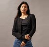 CK Jeans女羊毛混纺短款绞花圆领纽扣针织开衫J224570 商品缩略图0