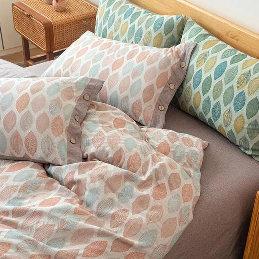 京彩纯棉纱布四件套—逢青 商品图0