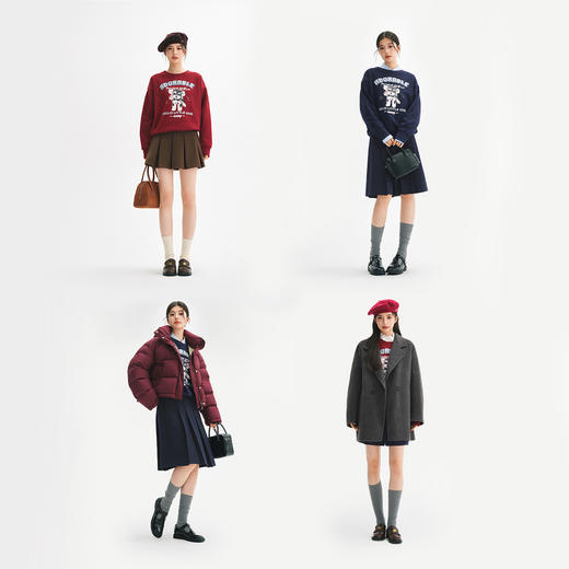 【严选】诗凡黎安可拉红数码印花圆领卫衣2024秋新款潮流宽松短款套头上衣7FA100751 商品图1