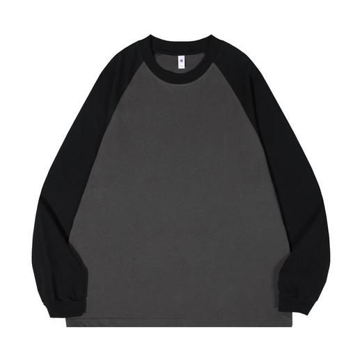 自由基地秋冬新款250克纯棉潮牌插肩圆领长袖T恤卫衣拼色男女同款 NMT-2181 商品图12