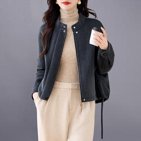 时尚短款毛呢外套，韩系气质羊毛双面呢大衣HR-88163