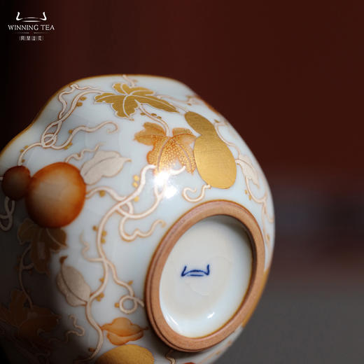问鼎汝瓷鼎峰系列月白菱式方杯（金银错葫芦）（缺货） 商品图4