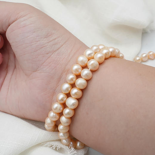 珍珠约 7~8mm 珠料 手串念珠单颗珠子散珠半成品 粉珍珠 商品图5