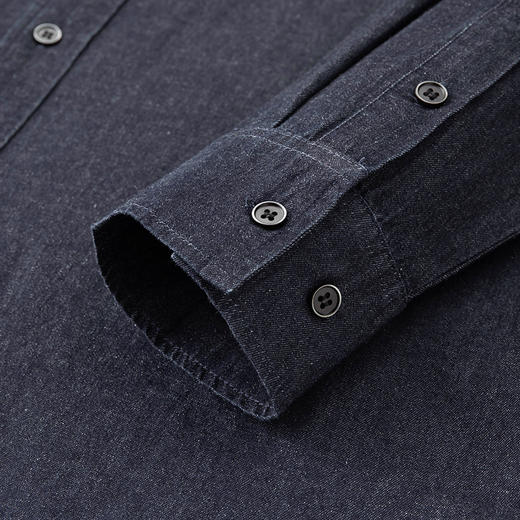 【100%棉】【新款DDA】大依优型大码牛仔长袖衬衫翻领加肥加大肥佬休闲商务宽松透气上衣 商品图4